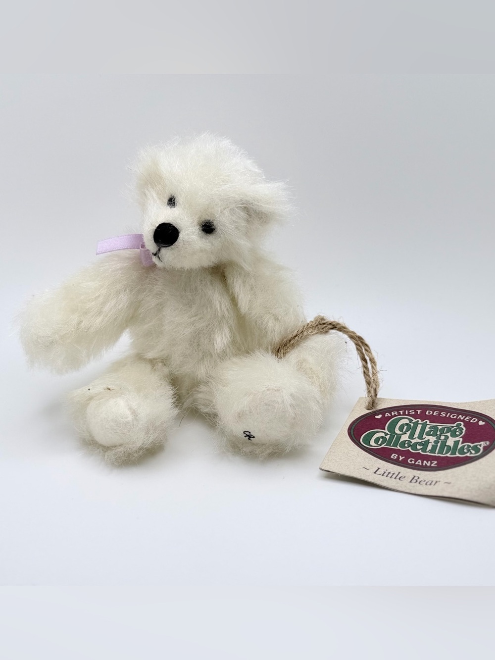 Vintage 1998 Ganz Cottage Collectibles "Little Bear" White Plush by Christy Rave